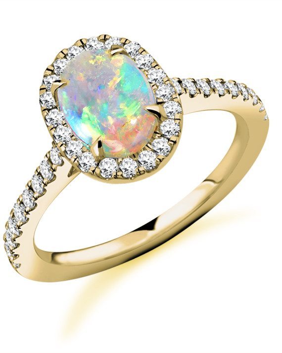 Halo Set 0.60ct Opal & 0.45ct Diamond Ring | Reppin & Jones Jewellers